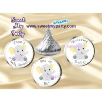 Elephant Baby Shower Hershey kisses stickers,Yellow Grey Elephant Baby Shower Hershey Kisses stickers,(6ebb)